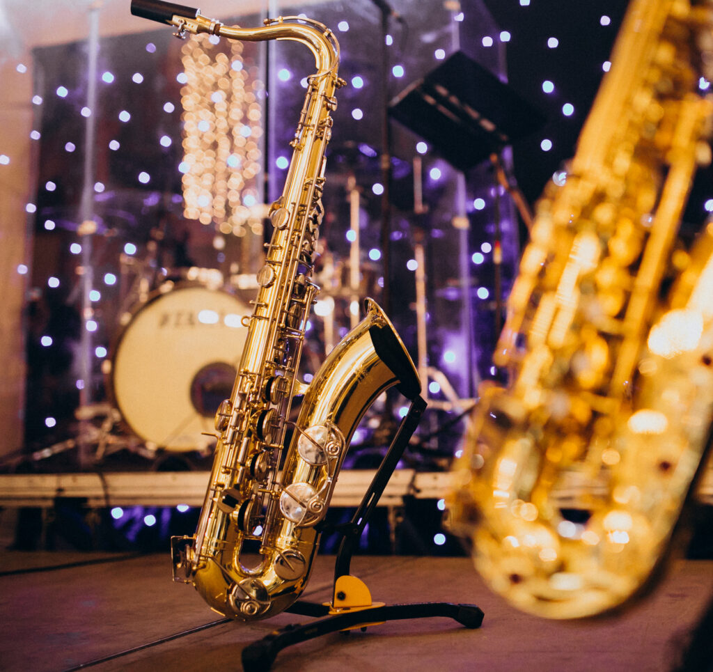 Musical instruments isolated on a party evening