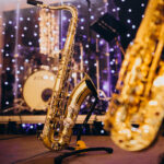 Musical instruments isolated on a party evening